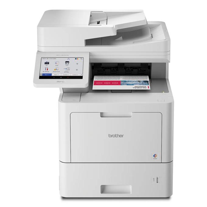 Brother MFC-L9630CDN color laser all-in-one printer with touchscreen and paper output tray