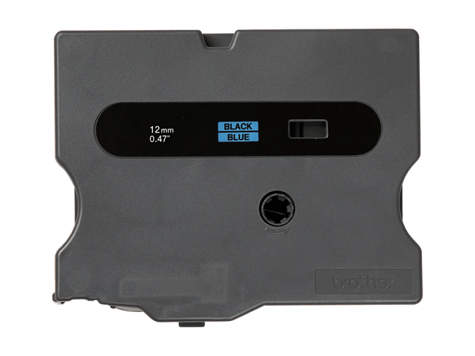 Brother 12mm black on blue laminated label tape cartridge
