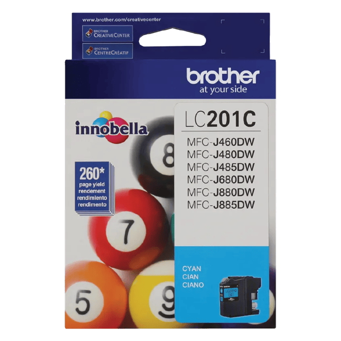Brother Genuine LC201C Standard-yield Cyan Ink Cartridge, Cyan, large