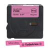 Brother Btag labeling tape cartridge in pink with black ink, 12mm width