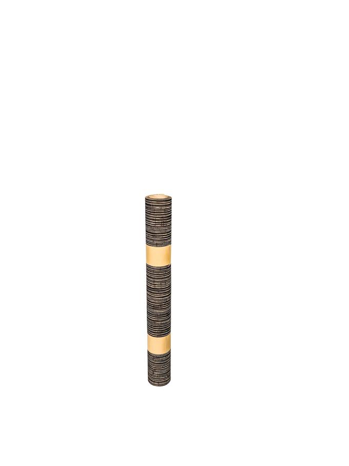 Cork fabric roll with horizontal stripe pattern in natural and dark tones