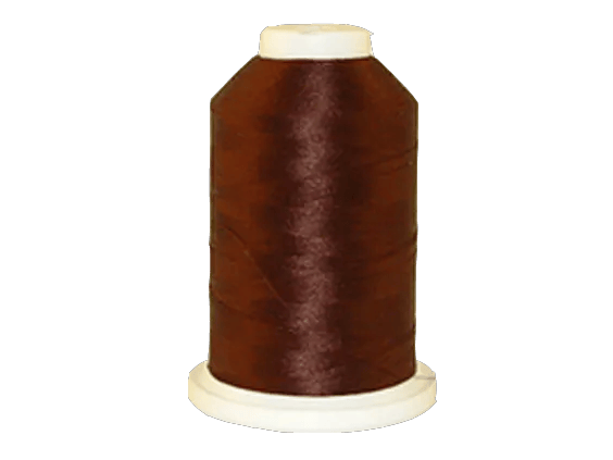 Brother embroidery thread spool in dark brown with white cap on transparent background
