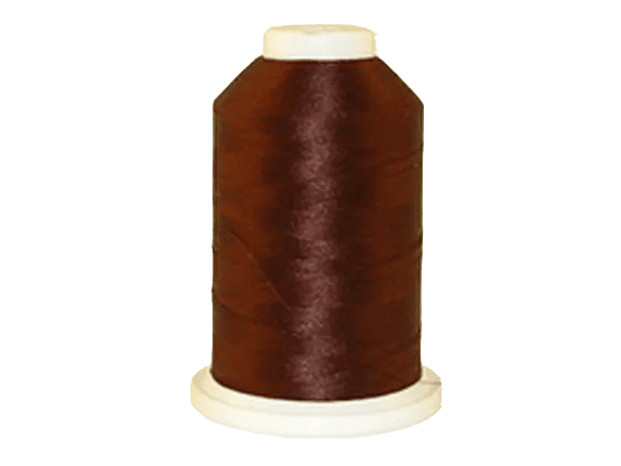 Brother embroidery thread spool in dark brown with white cap on transparent background