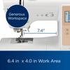 Brother sewing machine with 7.4-inch workspace and 6.4 x 4.0-inch work area