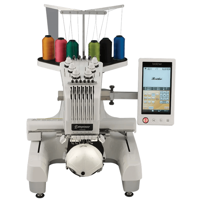 Brother PR650 embroidery machine with 6-needle setup and touchscreen display