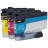 Brother LC406 INKvestment Tank cartridges in cyan, magenta, and yellow