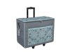 Brother rolling tote bag in gray with turquoise floral pattern and telescoping handle
