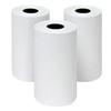 Three white thermal paper rolls for receipt printing