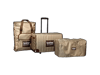 Brother sewing machine carrying case set with rolling bag and storage totes in beige