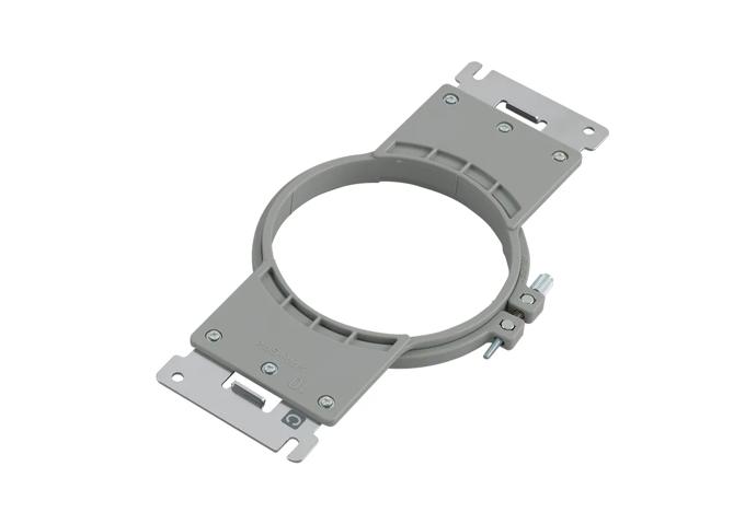 Brother PRPRF100 embroidery hoop frame mounting bracket in gray with circular clamp design