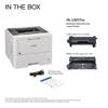 Brother HL-L6217dw monochrome laser printer with toner cartridge, drum unit, and accessories