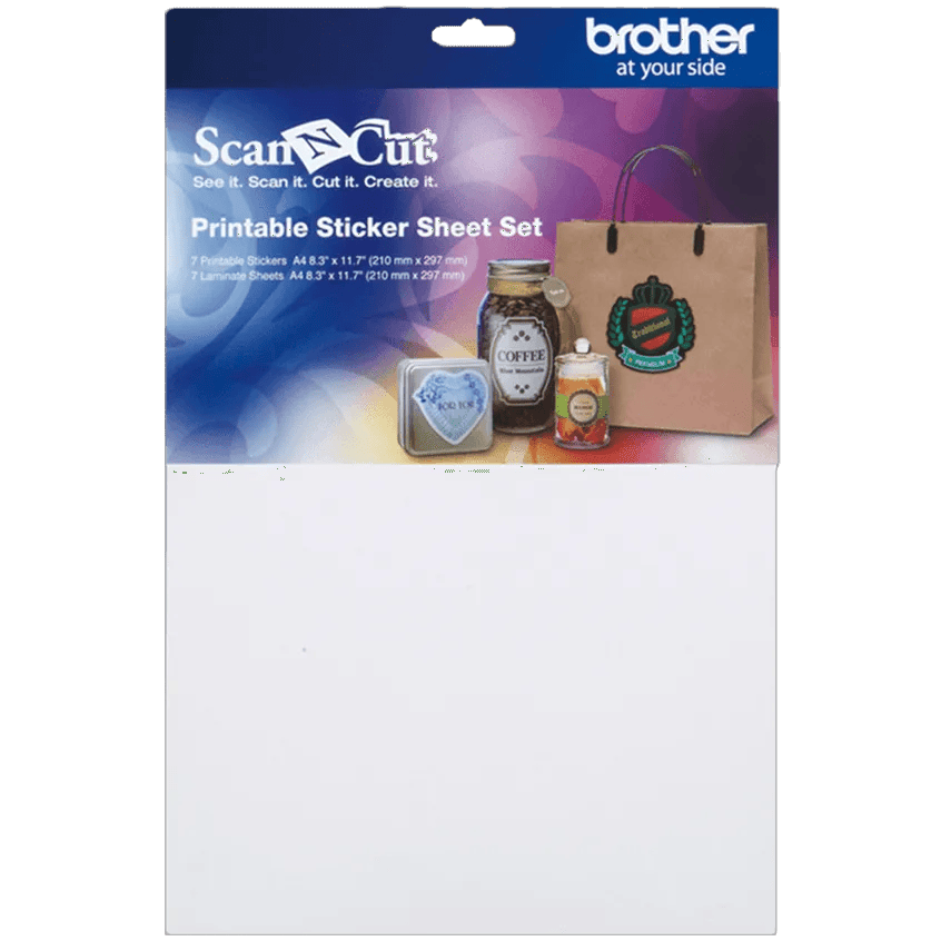 Brother ScanNCut printable sticker sheet set with custom labels and tags