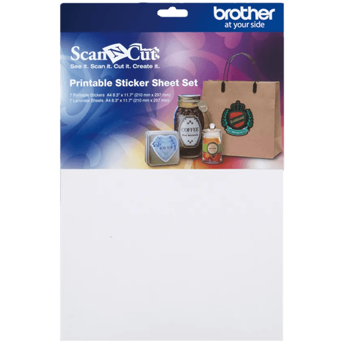 Brother ScanNCut printable sticker sheet set with custom labels and tags