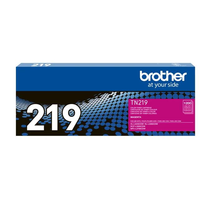 Cartucho de tóner magenta Brother TN219 con rendimiento de 1200 páginas
