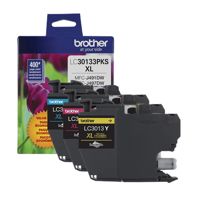 Brother LC30133PKS XL high-yield ink cartridge 3-pack with packaging