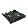 Brother printer paper tray with green guides and blue label on white background