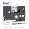 Brother P-touch TZe tape cartridge with strong adhesive and labeled samples