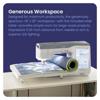 Brother sewing machine with spacious workspace, LED lighting, and touchscreen display