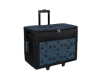 Brother rolling tote bag with blue floral pattern and telescoping handle