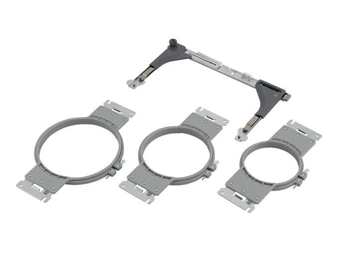 Brother embroidery hoop frame kit with three circular hoops and adjustable mounting bracket