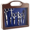 Brother scissor kit with multiple precision cutting tools in portable storage case