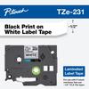 Cartucho de cinta de etiquetas laminadas Brother TZe-231 con texto negro sobre blanco