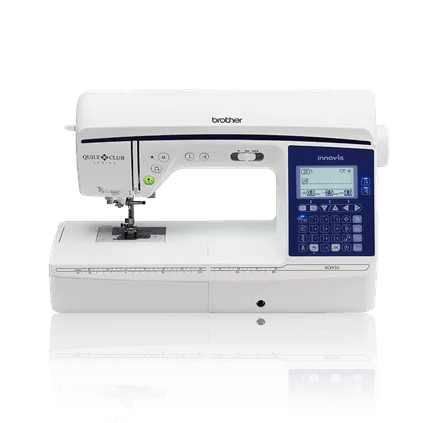 Brother BQ950 sewing and quilting machine with blue touchscreen and wide extension table