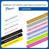Brother laminated label tape samples in various colors with 12mm width options