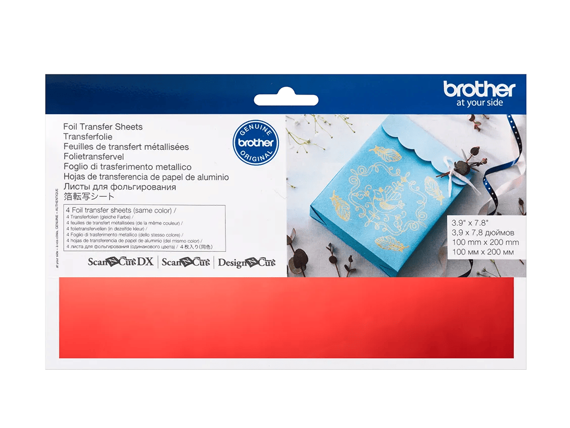 Brother foil transfer sheets packaging with gold metallic design on blue notebook