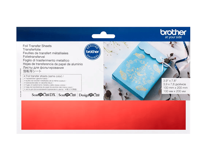 Brother foil transfer sheets packaging with gold metallic design on blue notebook