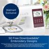 Brother SE725 embroidery and sewing machine with touchscreen and floral design in hoop