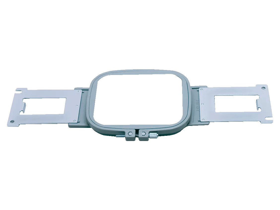 Brother PRH100 embroidery hoop with adjustable mounting brackets on white background
