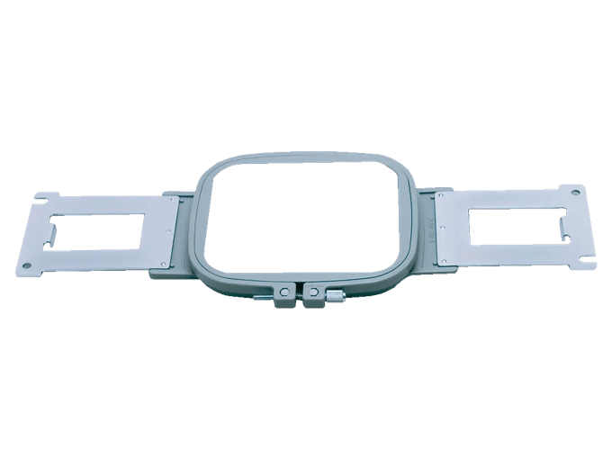 Brother PRH100 embroidery hoop with adjustable mounting brackets on white background