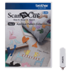 Brother ScanNCut appliqué pattern collection with USB drive showing fabric craft designs