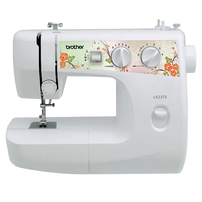 Brother LX2375 sewing machine with floral design panel and stitch selector dials
