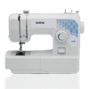 Brother JS60 sewing machine with blue decorative stitching pattern and stitch selector dial