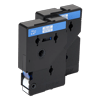 Brother 12mm blue label tape cartridges with white text for P-touch labelers