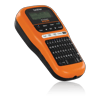 Brother P-touch EDGE handheld label maker in orange with QWERTY keyboard and LCD screen