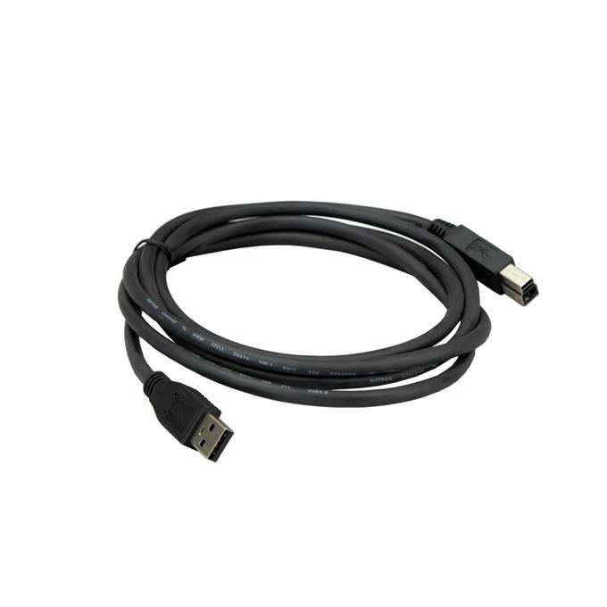Black USB printer cable with Type-A and Type-B connectors for Brother devices