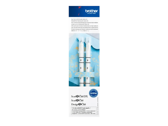 Brother glue pen for foil transfer starter kit with numbered pens and decorative foil sheets