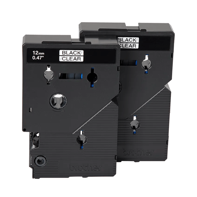 Brother TC10 label tape cartridges, 12mm, black on clear background