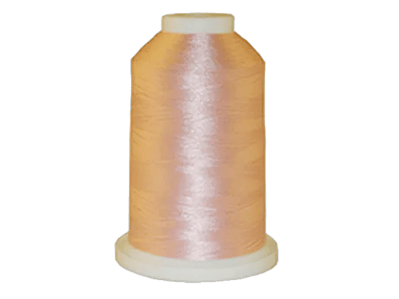 Brother embroidery thread spool in peach polyester with white cap on cone base