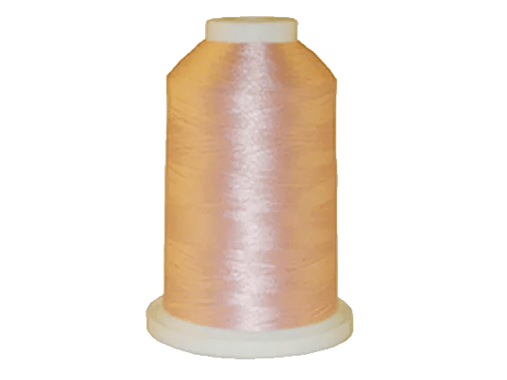 Brother embroidery thread spool in peach polyester with white cap on cone base