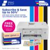 Brother all-in-one wireless printer with print-and-cut feature and ink subscription box