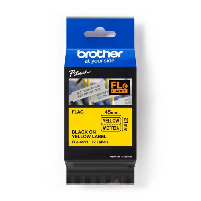 Brother P-touch FLe-6511 45mm black on yellow flag label tape cartridge