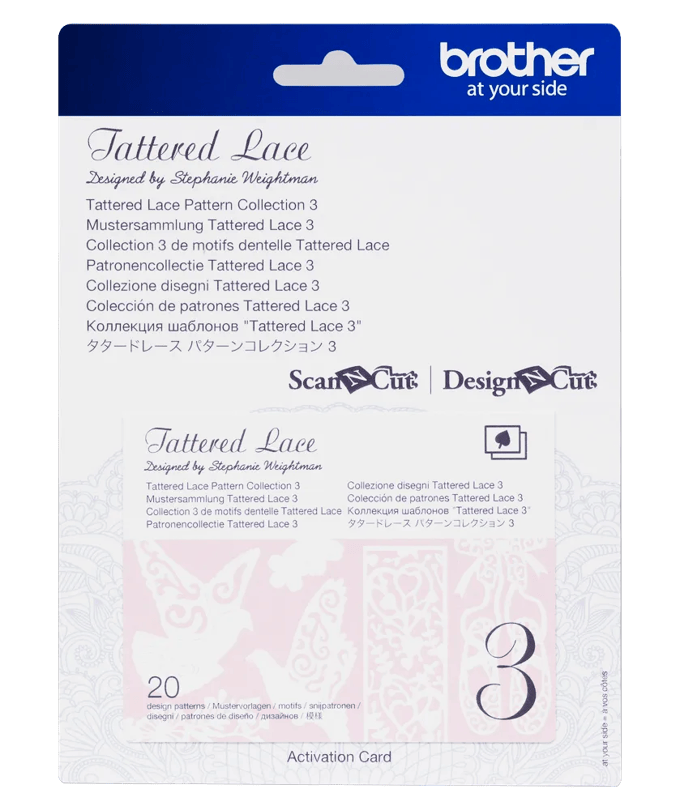 Brother Tattered Lace Pattern Collection 3 activation card for ScanNCut machine