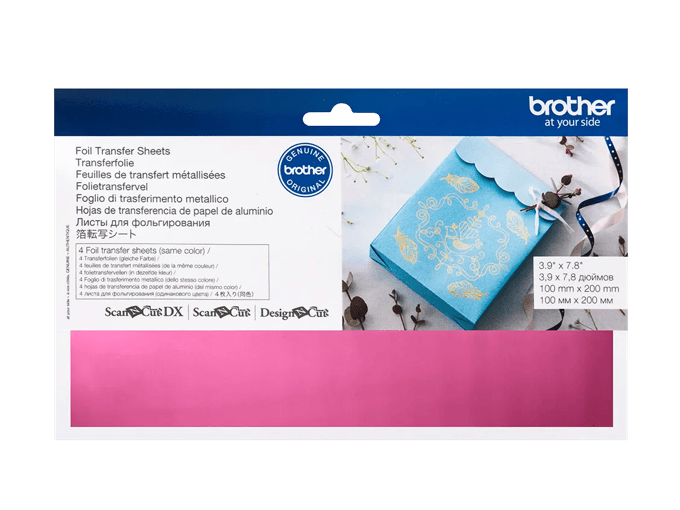Brother foil transfer sheets packaging with gold metallic design on blue card