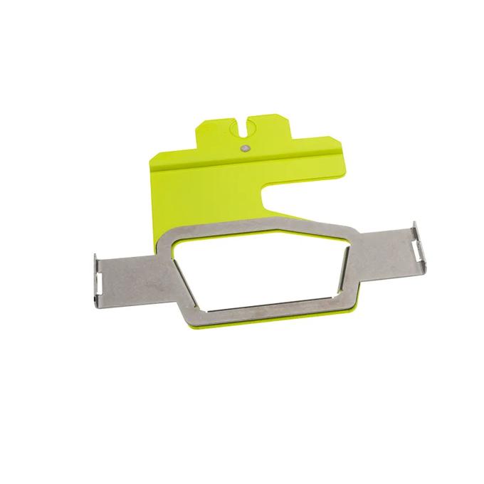 Brother embroidery hoop frame with yellow border and metal clips for fabric securing