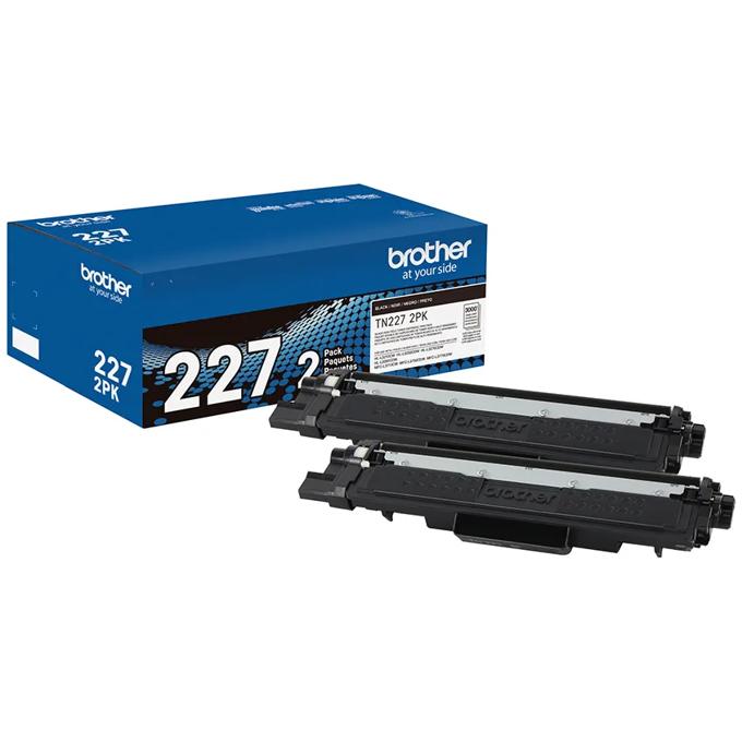 Brother TN227 2-pack black toner cartridges with packaging