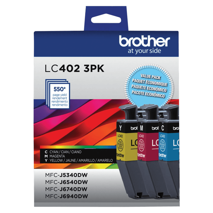 Brother LC4023PK 3-pack color ink cartridges with 550-page yield for inkjet printers